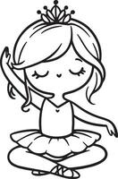 Cute ballet dancer Adorable ballerina line art set capturing graceful movements and poses. Ideal for adding a touch of elegance and charm to design projects vector