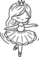 Cute ballet dancer Adorable ballerina line art set capturing graceful movements and poses. Ideal for adding a touch of elegance and charm to design projects vector