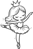 Cute ballet dancer Adorable ballerina line art set capturing graceful movements and poses. Ideal for adding a touch of elegance and charm to design projects vector
