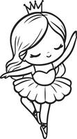 Cute ballet dancer Adorable ballerina line art set capturing graceful movements and poses. Ideal for adding a touch of elegance and charm to design projects vector