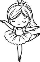 Cute ballet dancer Adorable ballerina line art set capturing graceful movements and poses. Ideal for adding a touch of elegance and charm to design projects vector