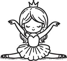 Cute ballet dancer Adorable ballerina line art set capturing graceful movements and poses. Ideal for adding a touch of elegance and charm to design projects vector