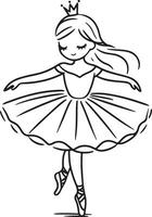 Cute ballet dancer Adorable ballerina line art set capturing graceful movements and poses. Ideal for adding a touch of elegance and charm to design projects vector