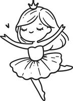 Cute ballet dancer Adorable ballerina line art set capturing graceful movements and poses. Ideal for adding a touch of elegance and charm to design projects vector