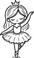 Cute ballet dancer Adorable ballerina line art set capturing graceful movements and poses. Ideal for adding a touch of elegance and charm to design projects vector