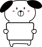 Cartoo dog holding a sign illustration on transparent background. png