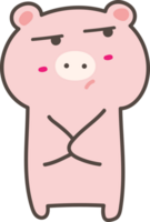 Pig bored emoji illustration on transparent background. png