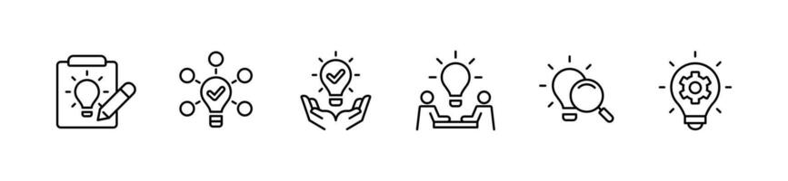 business creative solution light bulb innovation icon set brainstorm energy lamp thinking invention illustration find inspiration care, gear, teamwork, clipboard, magnifier symbol design vector