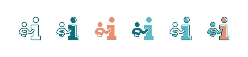 people holding manual instruction book icon with letter i design business guidance help client support symbol illustration vector
