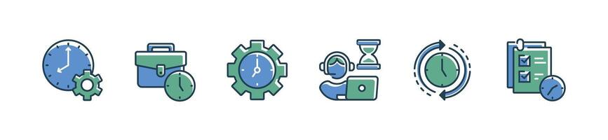 set of business productivity deadline time management icon collection working schedule tasklist timer success strategy symbol illustration design vector