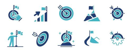 business challenge target arrow mission icon set goal objective performance growth objective marketing management illustration for web and app vector