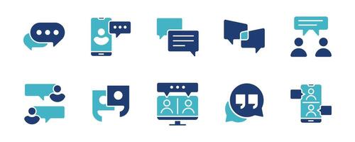 set of online dialogue speech bubble icon business communication message balloon symbol illustration speak, talk, quote, chatting text box template design vector
