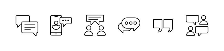 dialogue speech message balloon outline icon set online communication chatting bubble business social user discussion conversation quote illustration for web and app vector