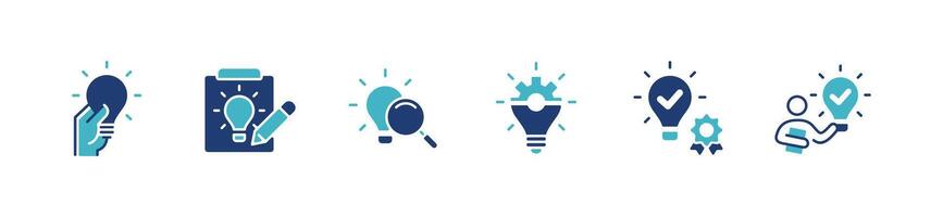 collection of lightbulb creative idea icon set business solution invention inspiration thinking illustration outline management creativity design for web and app vector