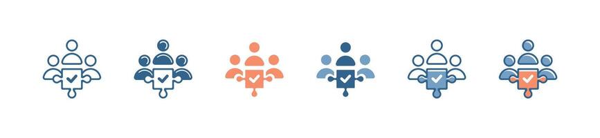 approved teamwork creative solution jigsaw puzzle piece icon business team problem solving with checkmark success strategy symbol illustration vector