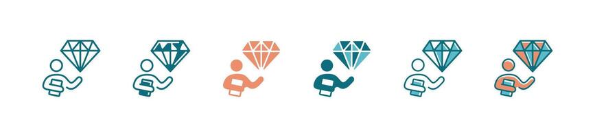 human resource workshop diamond core value training icon business people success improvement growth target gemstone trust goal symbol illustration for web and app vector