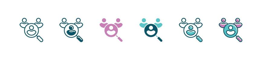 Magnifier search for the best human resource for hiring recruitment icon business job interview find skill, talent, and potential person for work symbol illustration design vector