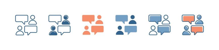 simple discussion business conference meeting icon online social chatting forum dialogue symbol illustration for web and app vector
