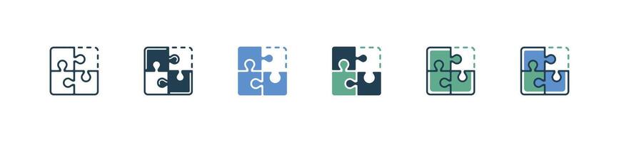 simple jigsaw puzzle piece icon business problem solving management strategy creative solution line symbol illustration vector