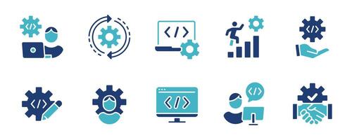 business online software optimization custom setting programming development icon company web and app technology coding improvement with cogwheel symbol illustration vector