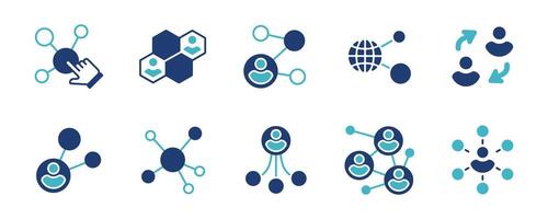 abstract molecular social business network icon set community partnership connection marketing link group illustration for web and app vector