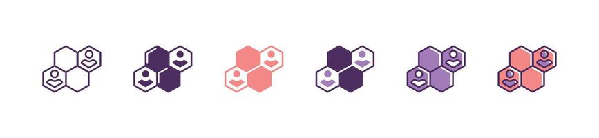 business global network social hive connect community icon bee hexagon net group structure marketing people symbol illustration vector
