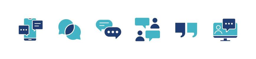 set of online social discussion bubble speech dialogue icon business communication balloon chat message box symbol illustration simple opinion, comment, quote, dots, feedback collection vector