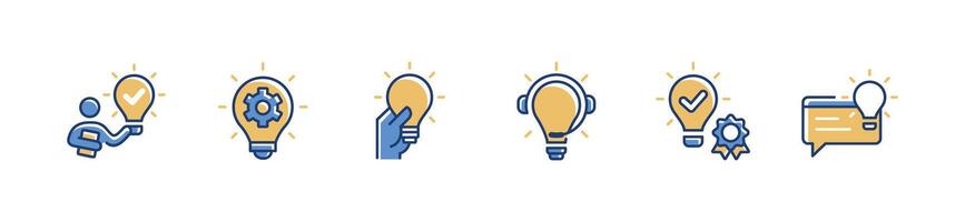 collection of creative thinking lightbulb innovation icon set business solution inspiration energy lamp management illustration shining intelligent symbol design vector