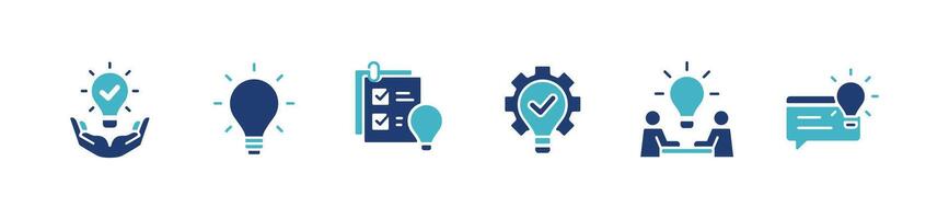 lightbulb creative solution problem innovation thinking idea icon set business success inspiration invention creativity illustration for web and app design vector