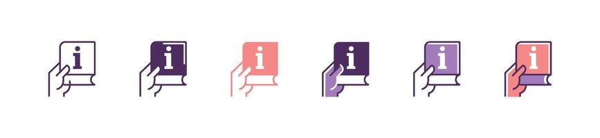 hand holding instruction book manual information icon business customers support guidebook rule reference symbol illustration for web and app template design vector