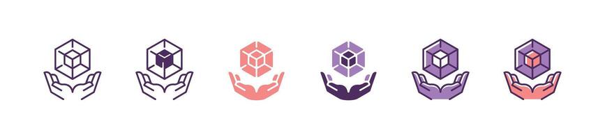 hand with new project 3D creative blueprint icon draft scheme object asset design outline symbol illustration vector