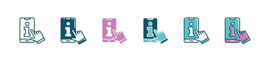 hand clicking instruction manual mobile ebook guide icon cursor pointing information panel reference document symbol illustration for web and app vector