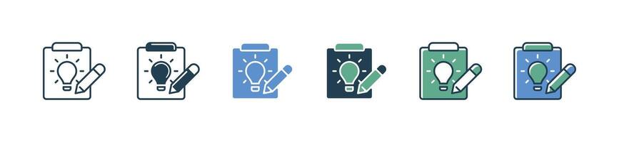 clipboard idea lightbulb modify icon creative innovation business solution set collection template for web and app vector