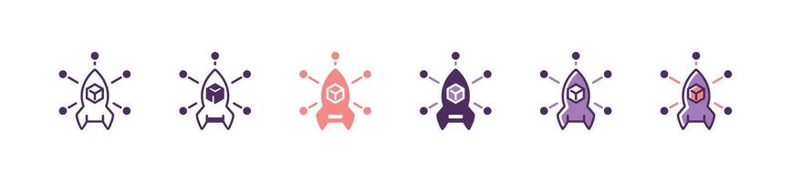 new project 3D creative blueprint icon rocket draft scheme object asset design outline symbol illustration vector