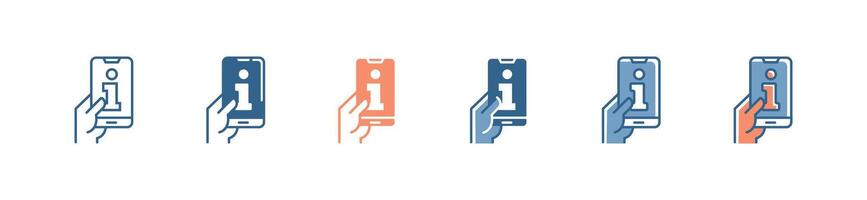 hand holding mobile online instruction client information manual icon client service support digital guidebook symbol illustration vector
