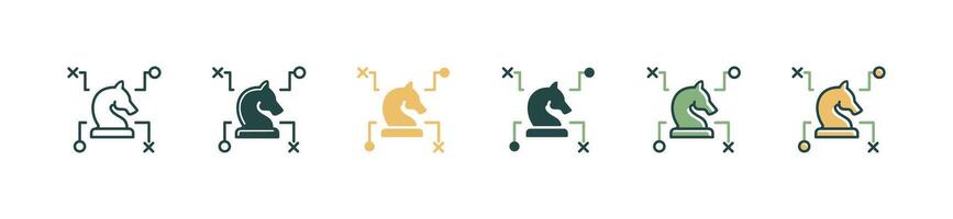 chess knight strategy decision business plan icon tactical objective problem solving signs illustration for web and app vector
