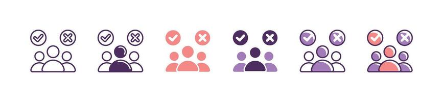group of people in job interviews hiring approved icon business human resource recruitment decision making symbol illustration for web and app vector