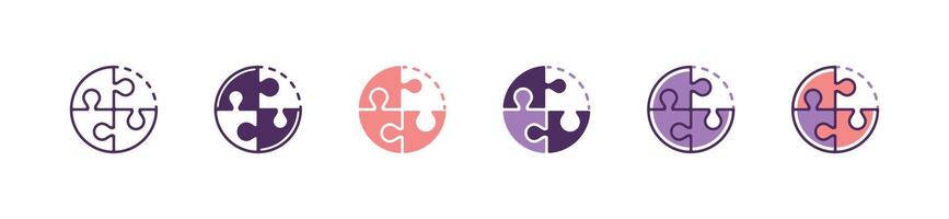 simple circle jigsaw puzzle match piece icon business problem solving with creative connect match idea symbol illustration vector