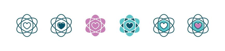 love heart core value icon with galaxy atom outline symbol. Business integrity culture, trust, honesty, responsibility, ethic, and commitment illustration design vector