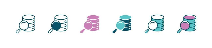 online network database cloud server search business information icon with magnifier find data global sharing hosting outline symbol illustration vector