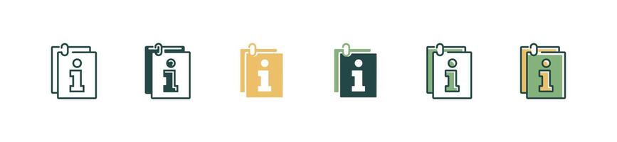 set of information document paperclip guidebook icon manual instruction . user guide, rule, reference, help, faq, and policy info symbol illustration for web and app template vector