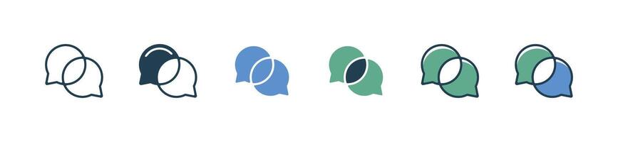 simple discussion circle bubble message dialogue icon online text speech chatting social communication symbol illustration for web and app vector
