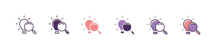 simple search magnifier idea icon lightbulb find creative solution business think innovation symbol illustration for web and app vector