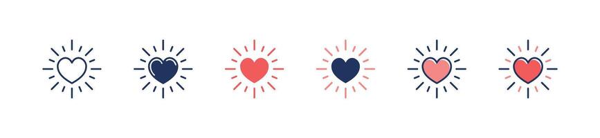 love heart glowing and shiny core value icon business integrity, trust, passion, valentine, honesty, culture, and commitment symbol illustration for web and app template design vector