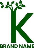 K letter tree icon logo design vector