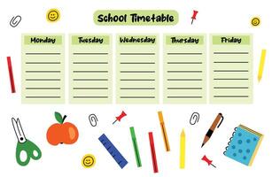 The school timetable outlines daily classes to efficiently manage responsibilities and learning vector