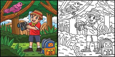 Camping Camper with Binoculars Illustration vector