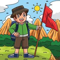 Camping Camper with a Flag Colored Cartoon vector