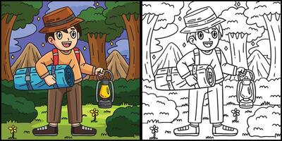 Camping Camper with a Sleeping Bag Illustration vector