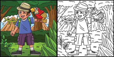 Camping Camper with Toucan Bird Illustration vector